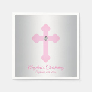 Custom Blush Pink Rose GIRL CHRISTENING BAPTISM Napkin