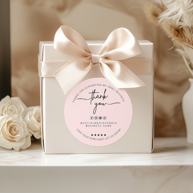Custom Blush Pink Sticker Thank You Label (Custom Blush Pink Sticker Thank You Label)