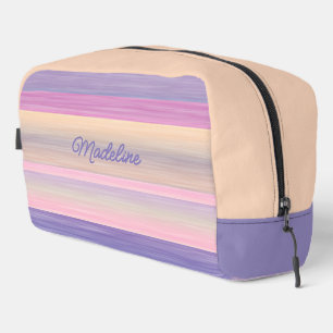 Custom Blush Pink Violet Purple Watercolor Stripes Dopp Kit