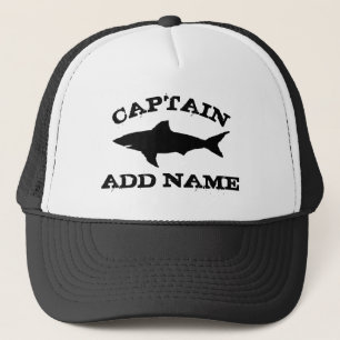 Custom boat captain hat with shark logo