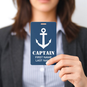 Custom boat captain name badge for sailors ID badge