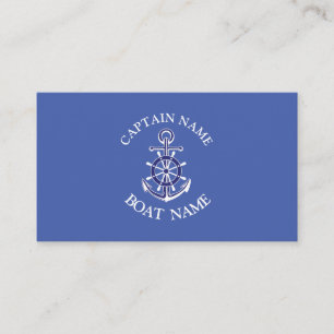 Custom boat captain name navy Business Card