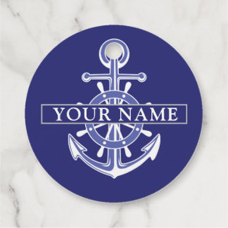 Custom boat captain name navy nautical sailor favour tags
