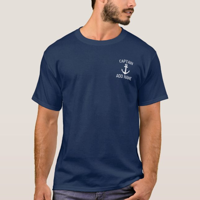 Custom boat captain t shirt with ship anchor logo (Front)