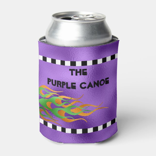 Custom Boat Colours Flames Checkers Can Cooler (Can Front)