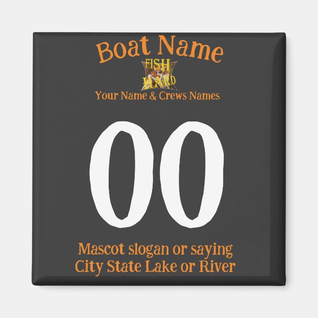 Custom Boat Jersey Boat Name Your Name Number City Magnet (Front)