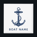 Custom Boat Name Anchor Cruise Trip Magnet<br><div class="desc">Add your boat name to these cute custom magnet by using the "Personalise" button above! The magnet features a nautical design that any boating fan would love. Great swag for your boat,  passengers,  parties and other summer celebrations.</div>