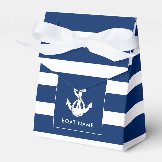 Custom Boat Name Anchor Nautical Coastal Favour Box (Front Side)
