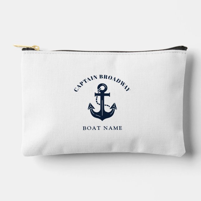 Custom Boat Name and Captain Nautical Identity Accessory Pouch (Front)