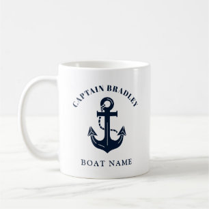 Custom Boat Name and Captain Nautical Identity Coffee Mug