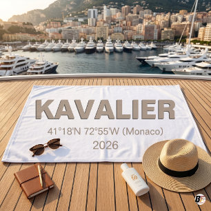 Custom Boat Name & Coordinates Minimalist Beach Towel