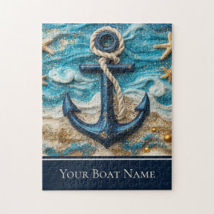 Custom Boat Name Nautical Sea Anchor Jigsaw Puzzle