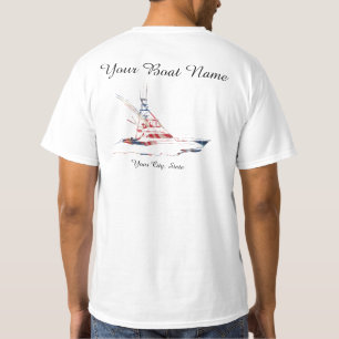 Custom Boat Name patriotic Sport fishing Boat T-Shirt