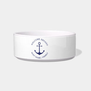 Custom Boat name Welcome Aboard nautical anchor Bowl