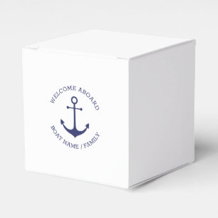 Custom Boat name Welcome Aboard nautical anchor Favour Box