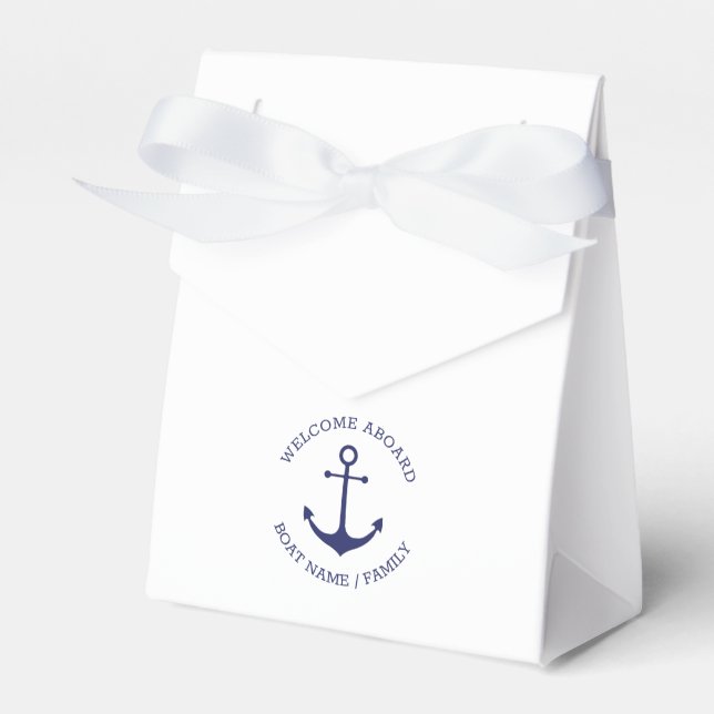 Custom Boat name Welcome Aboard nautical anchor Favour Box (Front Side)