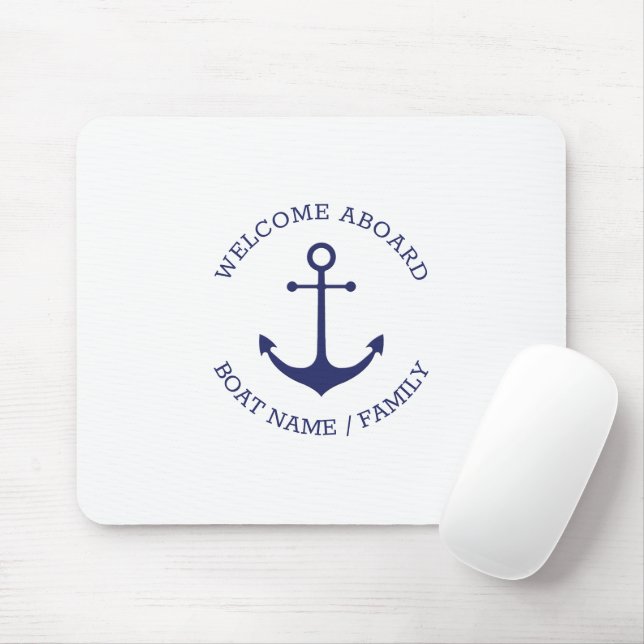 Custom Boat name Welcome Aboard nautical anchor Mouse Mat (With Mouse)