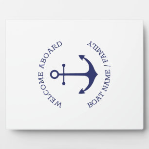 Custom Boat name Welcome Aboard nautical anchor Plaque