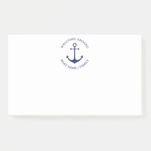 Custom Boat name Welcome Aboard nautical anchor Post-it Notes (Front)