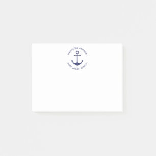 Custom Boat name Welcome Aboard nautical anchor Post-it Notes