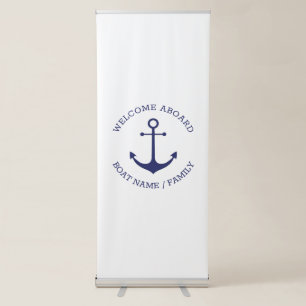 Custom Boat name Welcome Aboard nautical anchor Retractable Banner