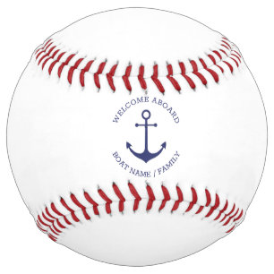 Custom Boat name Welcome Aboard nautical anchor Softball