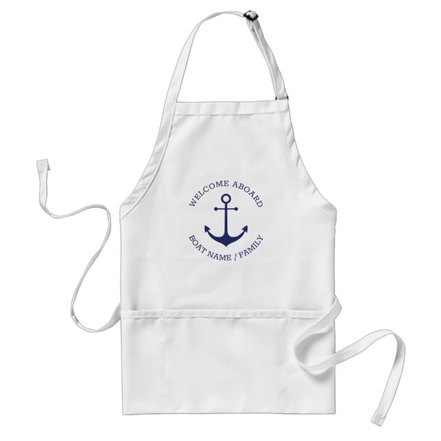 Custom Boat name Welcome Aboard nautical anchor Standard Apron (Front)
