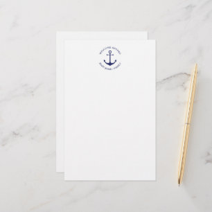 Custom Boat name Welcome Aboard nautical anchor Stationery