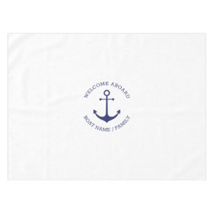 Custom Boat name Welcome Aboard nautical anchor Tablecloth