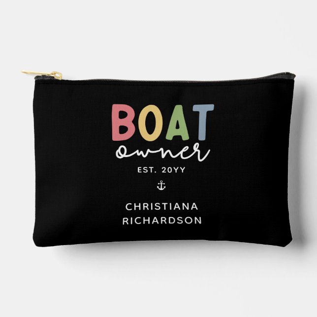 Custom Boat Owner established New Boat Owner Gift Accessory Pouch (Front)