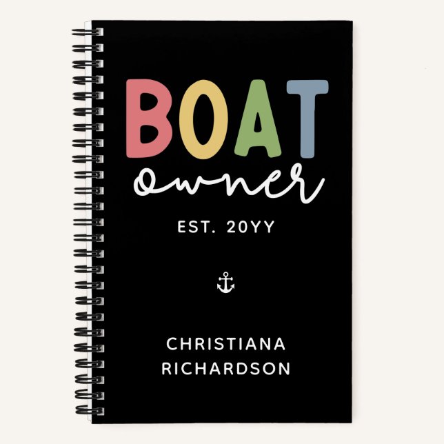 Custom Boat Owner established New Boat Owner Gift Notebook (Front)