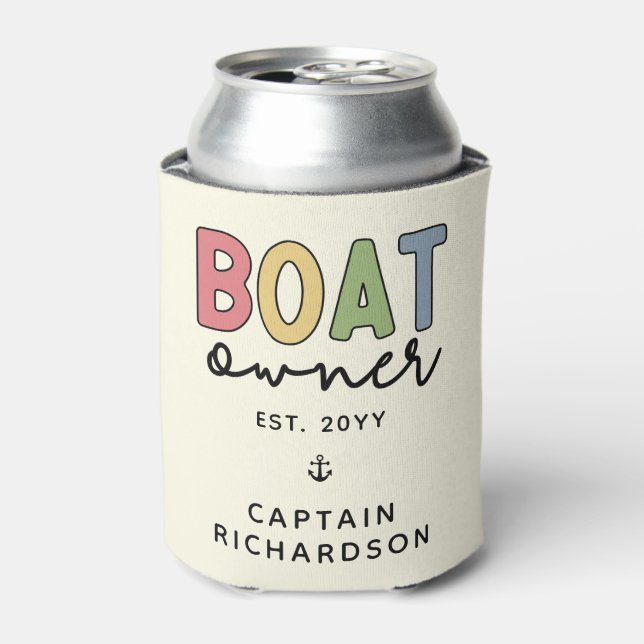 Custom Boat Owner established New Boat Owner Gifts Can Cooler (Can Front)