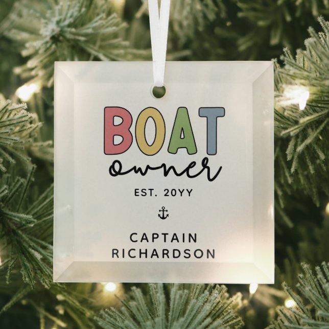 Custom Boat Owner established New Boat Owner Gifts Glass Tree Decoration (Insitu)