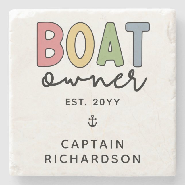 Custom Boat Owner established New Boat Owner Gifts Stone Coaster (Front)