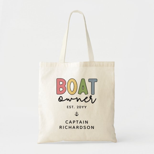 Custom Boat Owner established New Boat Owner Gifts Tote Bag (Front)
