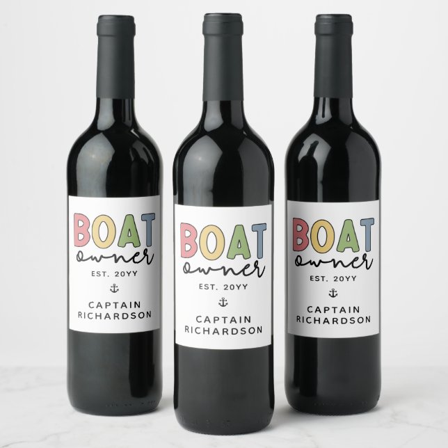 Custom Boat Owner established New Boat Owner Gifts Wine Label (Bottles)