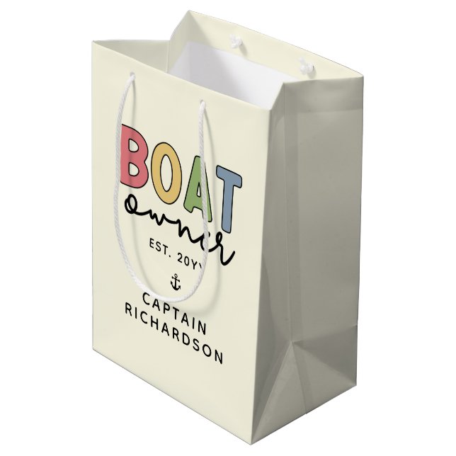 Custom Boat Owner established New Boat Owner  Medium Gift Bag (Back Angled)
