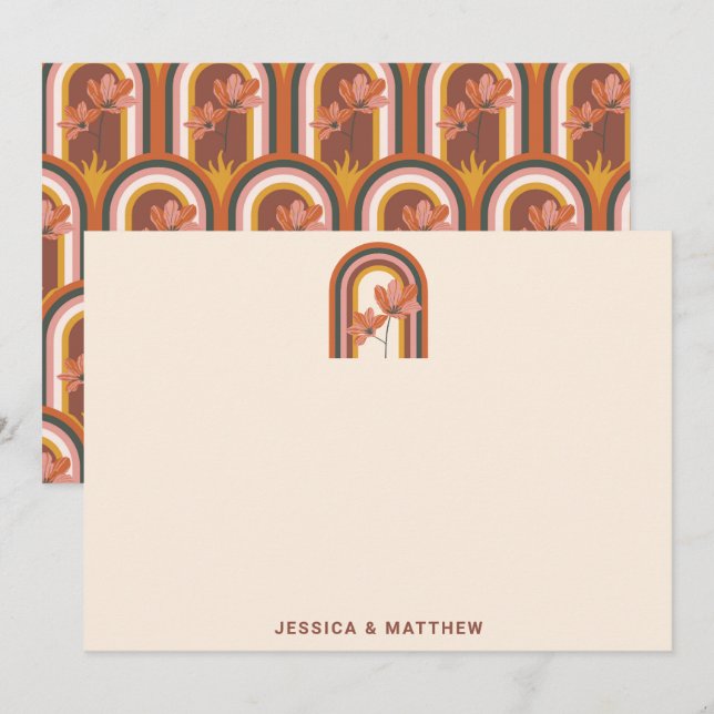 Custom Bohemian Autumn Terracotta Floral Wedding Thank You Card (Front/Back)