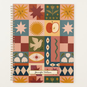 Custom Bohemian Celestial Patchwork Mystical Planner