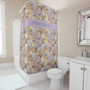 Custom Boho Abstract Flowers Print Shower Curtain
