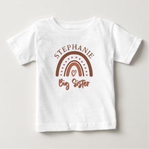 Custom Boho Big Sister Rainbow Matching Siblings Baby T-Shirt