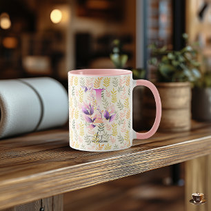 Custom Boho Chic Floral Monogram Mug - I