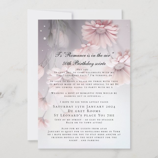 Custom Boho Dreamy Pink Daisy Birthday Invitation (Front)