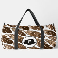 Custom Boho Feather Monogram Large Duffel Bag