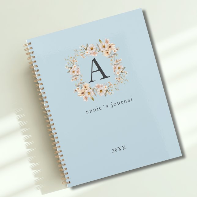 Custom Boho Floral Monogram Blue Planner (Custom Boho Floral Monogram Blue Planner)