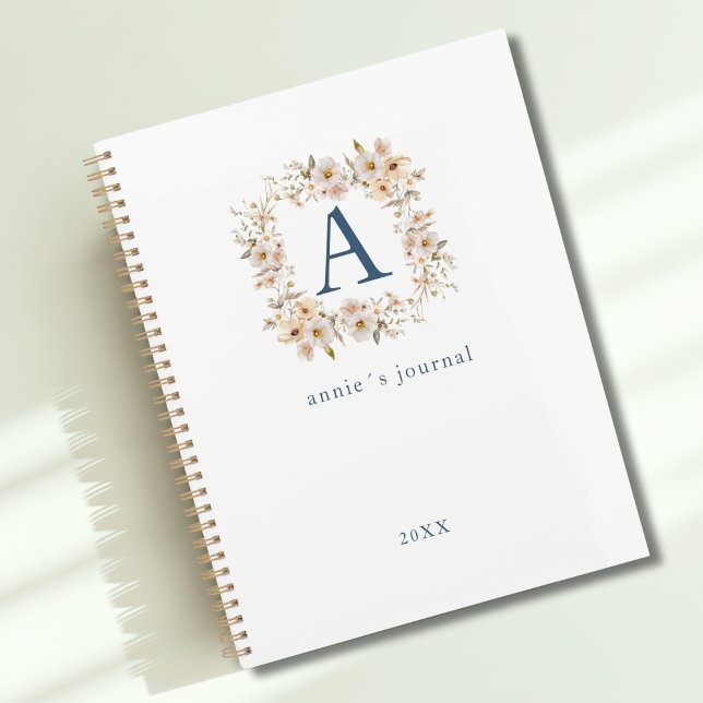 Custom Boho Floral Monogram White Planner (Custom Boho Floral Monogram White Planner)