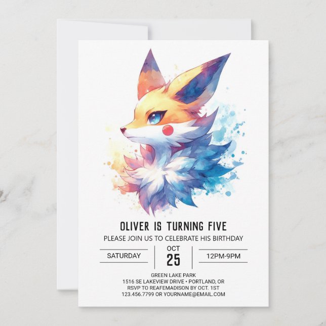 Custom Boho Fox Birthday Invitation (Front)