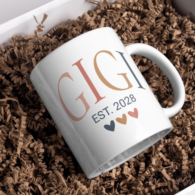 Custom Boho Gigi Coffee Mug – Expecting Baby Gift (personalized gigi mug, gigi coffee mug, boho gigi mug, gigi mothers day, gigi gift idea, grandma mug)