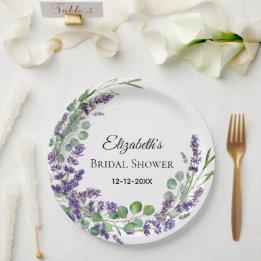 Custom Boho Lavender Eucalyptus Bridal Shower  Paper Plate