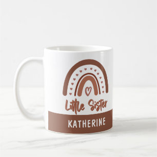 Custom Boho Little Sister Rainbow Matching Coffee Mug